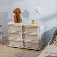 torre de almacenamiento infantil con 6 cajones y asas crema homcom