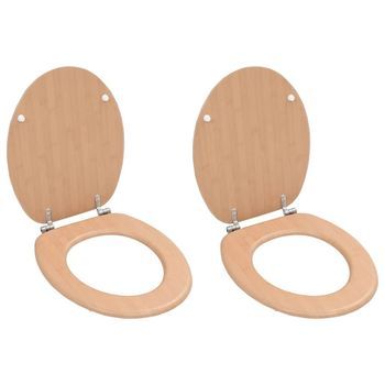Asiento De Inodoro Wc 2 Uds Tapa Suave Mdf Bambú Vidaxl