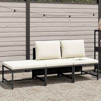 set de 3 uds sofas de jardin  sofa de exterior y cojines ratan sintetico negro