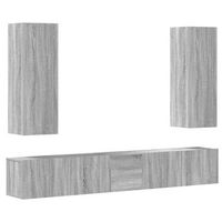 set de muebles para tv 5 uds  mueble de salon  mesa de tv madera contrachapada gris sonoma