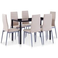 conjunto de mesa y sillas de comedor 7 piezas color capuchino vidaxl
