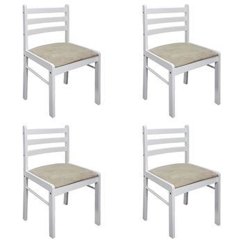Sillas De Comedor 4 Uds Madera Maciza Caucho Terciopelo Blanco Vidaxl