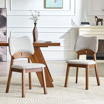 Set De 2 Sillas De Comedor - Sillas Para Salón - Madera De Caucho - Gris (51x43x87.5cm)