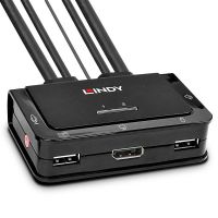 interruptor kvm lindy 2 puertos displayport 4k ultra hd montaje en rack