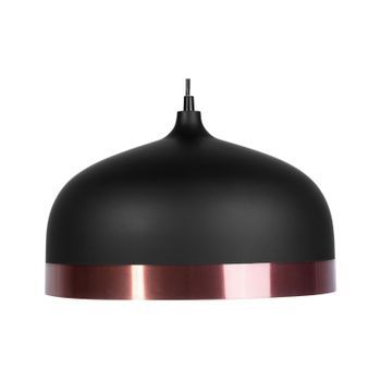 Lámpara Colgante Con 1 Luz Pantalla Redonda Negra Elegante Parina