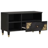 mueble de tv  mueble de salon  gabinete de tv negro 80 x 33 x 46 cm madera de mango maciza