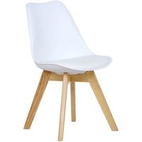 silla de comedor silla escandinava en piel sintetica y plastico y madera - blanca - woltu