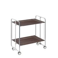 carrito auxiliar con ruedas bauhaus armazon gris 2 bandejas wengue
