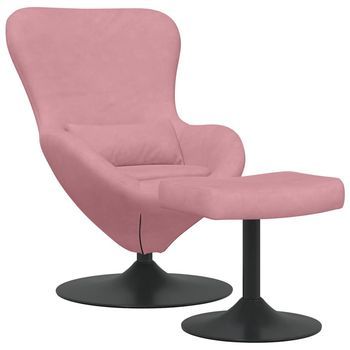 Silla Huevo Con Puff Rosa Terciopelo Vidaxl