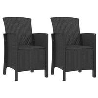 sillones de jardan 2 uds con cojines ratan pp color grafito vidaxl