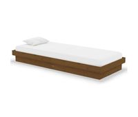 estructura cama individual madera maciza marron miel 75x190 cm