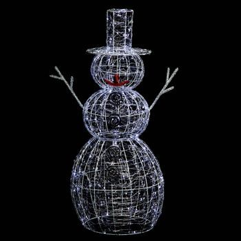 Acrílico Forma Muñeco De Nieve 3d Luz 200 Led H.120cm Al Aire Libre