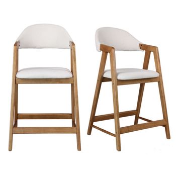 Silla de bar de tela color crudo y fresno (x2)