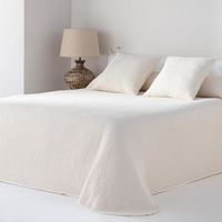 colcha bouti ayala beige tejido jacquard waffle nido de abeja cama 90