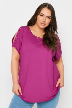 Yours Top Malva Ojales Con Hombros Descubiertos, Mujer Curvy Y Tallas Grandes, Yours