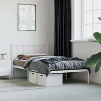 cama individual  cama para adultos  estructura de cama de metal con cabecero blanco 90x200 cm cfw503117