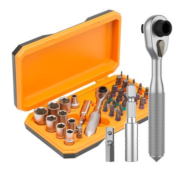 Destornillador de trinquete 42 en 1, Kit de herramientas manuales portátiles con mango pequeño magnético inalámbrico de precisión para reparación del hogar