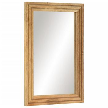 Espejo Decorativo | Espejo De Baño Madera Maciza Mango Rugosa Y Vidrio 50x70 Cm Cfw352918