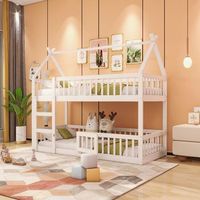 litera infantil blanca de 90x200 cm con escalera integrada y barandillas