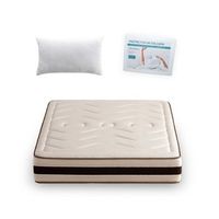 colchon viscoelastico 150x190 altura 26 cm con 2 almohadas fibra de 70-75  y protector rizo de 150 hypna
