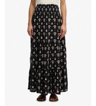 Superdry para mujer. W7210394A Falda estampado floral negro (S), Casual, Tela