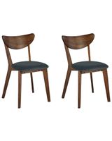 conjunto de 2 sillas de comedor  madera marron oscuro gris