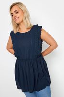 yours blusa plumeti azul marino de algodon con puntilla mujer curvy y tallas grandes yours