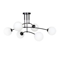 plafon de techo estilo minimalista negro con 6 esferas de cristal