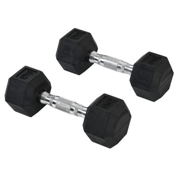 HOMCOM Conjunto de Mancuernas Cortas Total 10 kg - entrenamiento muscular & halterofilia - acero caucho Negro   Aosom España
