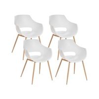 conjunto de 4 sillas de comedor modernas minimalistas asiento de plastico blanco millers