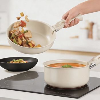 Set básico de cocina para 6 personas, 40 piezas, negro/blanco