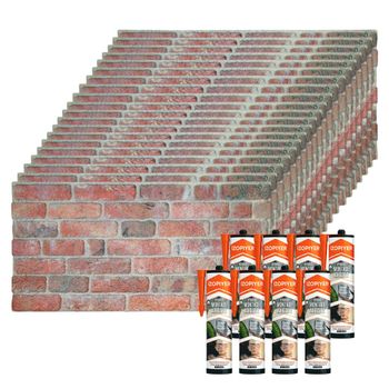 Set de 20 paneles ladrillo vintage + 8 botes adhesivo