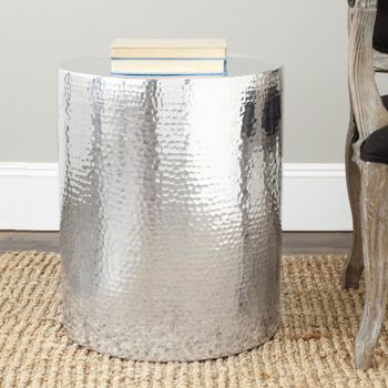 Mesa auxiliar en aluminio pulido, plata