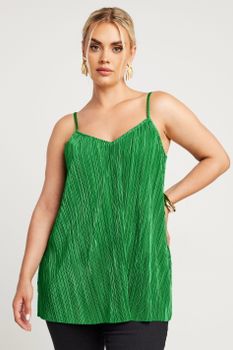Limited Collection Top Verde Plisado De Tirantes, Mujer Curvy Y Tallas Grandes, Limited Collection