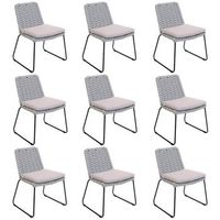 balero silla de jardin de mimbre gris claro - lote de 9