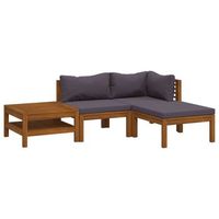 muebles de jardin 4 piezas cojines madera maciza de acacia
