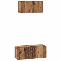 conjunto de mueble de tv 2 piezas madera vieja 80 x 30 x 30 cm