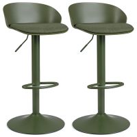 costway juego de 2 taburetes de bar giratorios con altura ajustable asiento acolchado 150 kg para cocina y mostrador 42 x 42 x 75-965 cm verde