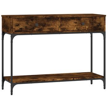 Mesa Consola Madera De Ingeniería Roble Ahumado 100x34,5x75 Cm Vidaxl