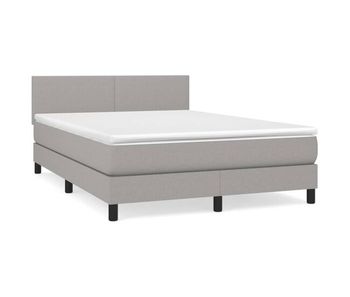 Cama box spring con colchón tela gris claro 140x200 cm diseño plano