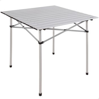 Mesa Camping Plegable de Aluminio Ligero, 70x70x70 Cm, Gris