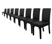 8x sillas tapizadas de piel sintetica con patas de madera 90x42x48 cm negro encasa