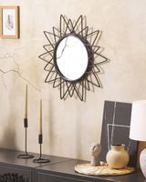 espejo de pared de ratan negro 61x61