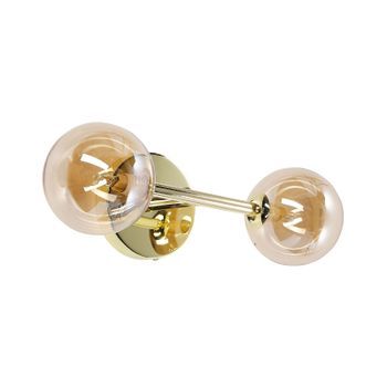 Lámpara De Pared De Metal Dorado Vidrio Aplique 2 Luces Moderno Glamuroso Ramis