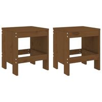 2 uds taburetes de jardin  otomana de jardin  reposapies de jardin madera pino marron miel 40x36x45 cm