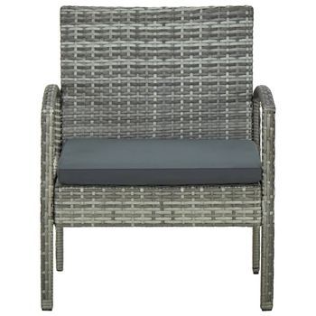Silla De Jardín | Silla De Exterior | Sillón Con Cojín Ratán Sintético Gris