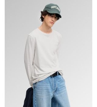 Superdry para hombre. M6010964A Camiseta manga larga con bolsillo blanca (L), Blanco, Casual, Algodón
