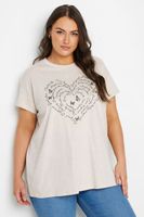 yours camiseta beige de corazon mensajes positivos mujer curvy y tallas grandes yours