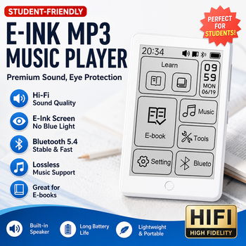 Reproductor MP3 Famue E-Ink con Soporte para Tarjeta TF de hasta 192GB, Bluetooth, Lector de Libros Electrónicos, Reproductor de Música con Grabador de Voz y Radio