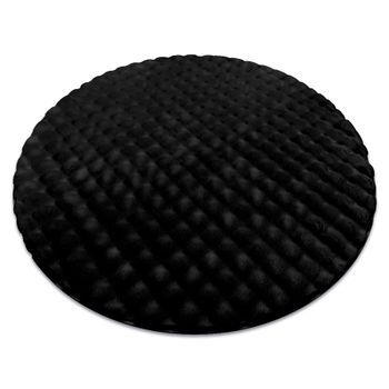 Alfombra Bubble Circulo Negra 25 Imitación Piel De Conejo 3d Estructu Circulo 120 Cm